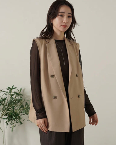 mink chair<br> ツイルダブルブレストジレ