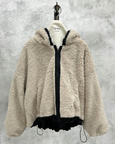 ayane予約<br>ボアフーディーショートブルゾン