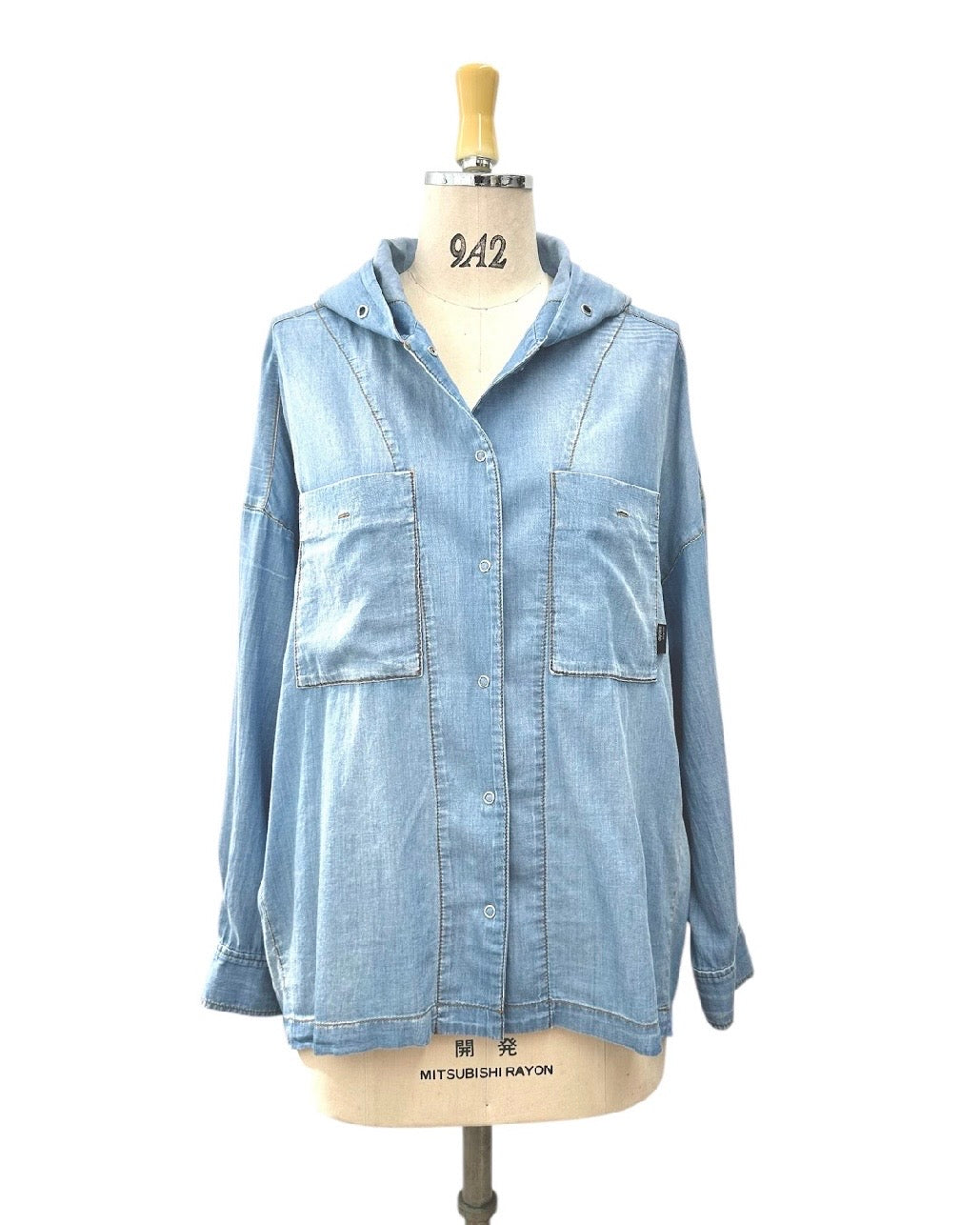 ayane予約<br> シアーデニムフーディシャツ