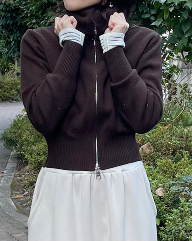 12月7日ライブ Herencia<br>リブショートジップニット