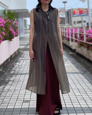 4月3日ライブ Margaux Vintage<br>シアーストライプノースリーブPO