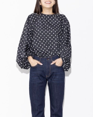3月1日ライブ Margaux Vintage<br>ボリューム袖ドットブラウス