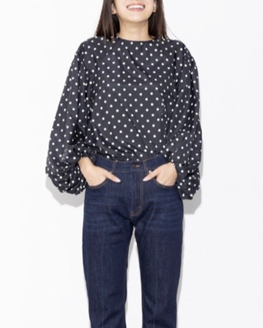 3月1日ライブ Margaux Vintage<br>ボリューム袖ドットブラウス