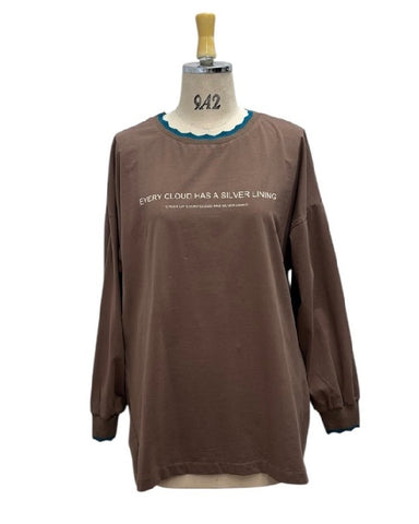 ayane予約<br> 襟ぐりニットロゴロンT