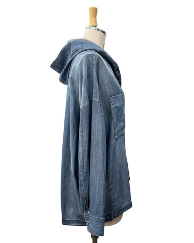 ayane予約<br> シアーデニムフーディシャツ