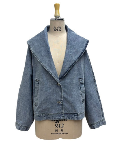 ayane予約<br> ショールカラーデニムダブルジャケット