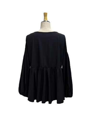 ayane予約<br> ボリュームスリーブペプラムブラウス