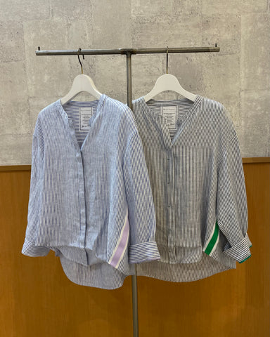 4月29日ライブ BLUE F RONCE<br>キーネックリネン折り返しシャツ