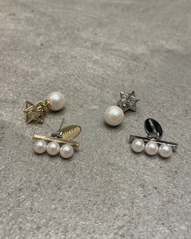 Sea'ds Mara <br> Triple pearl×star back catch pierce