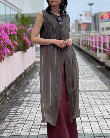 4月3日ライブ Margaux Vintage<br>シアーストライプノースリーブPO