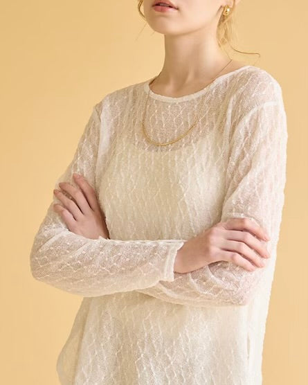 SUGAR ROSE<br> シアー袖ボタントップス