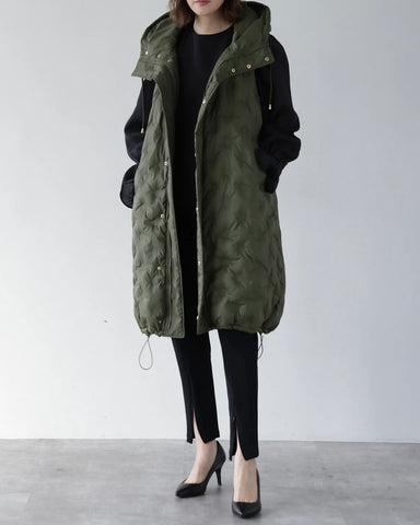 Herencia<br> Padded Hooded Cocoon Vest Coat