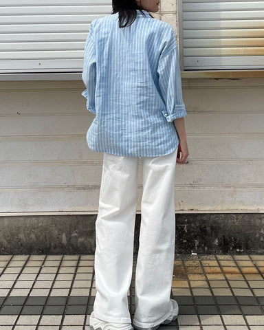 インスタライブ BLUE F RONCE <br> ストライプリネンシャツ