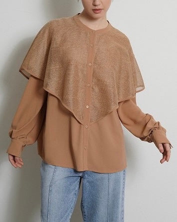 CYAN TOKYO<br>ラメメッシュケープレイヤーシャツ