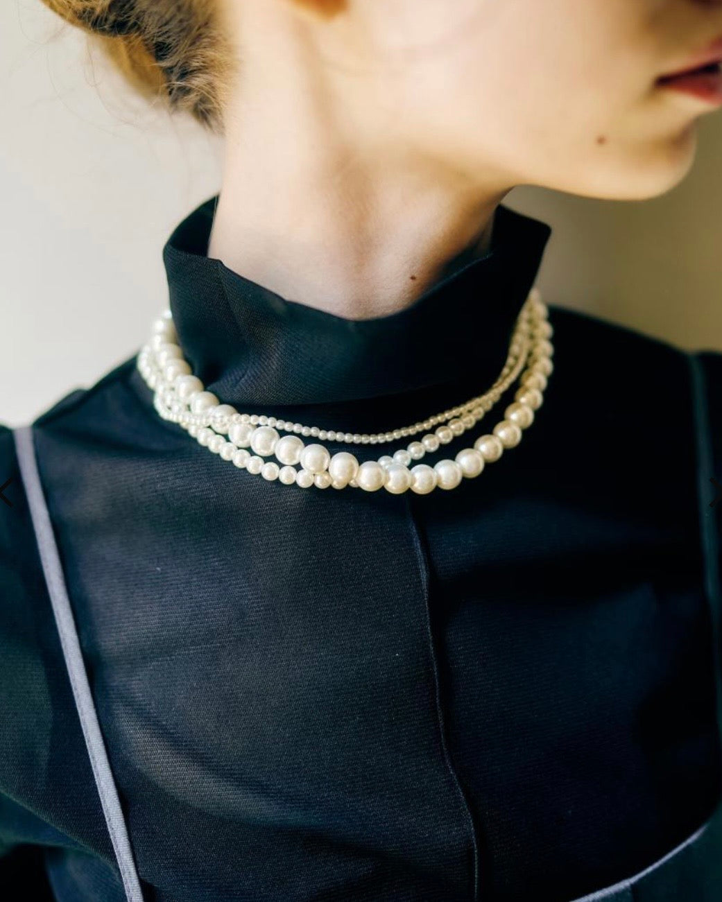 anana<br>マグネット3連パールネックレス