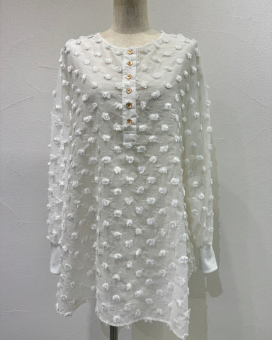 CYAN TOKYOご予約<br> ドットジャカードヘンリーブラウス