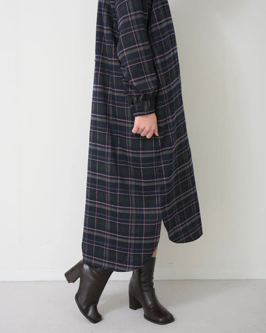 Herencia<br> Tartan Back Ribbon Shirt Dress