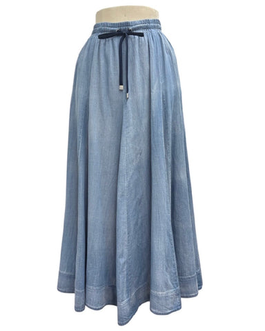 ayane予約<br> 16枚ハギシアーデニムフレアスカート