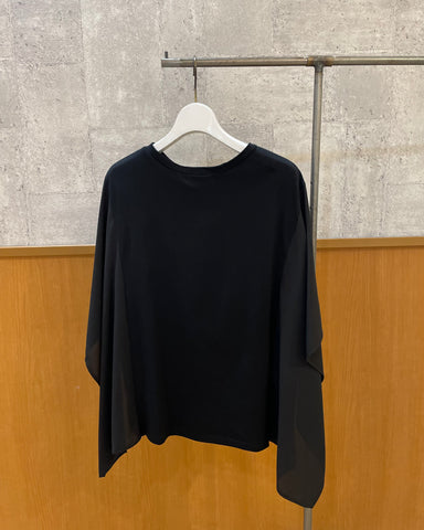 mink chair <br> 異素材ドッキング袖フレアカットソー