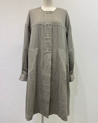 CYAN TOKYOご予約<br> パールボタンミリタリーリネンコート