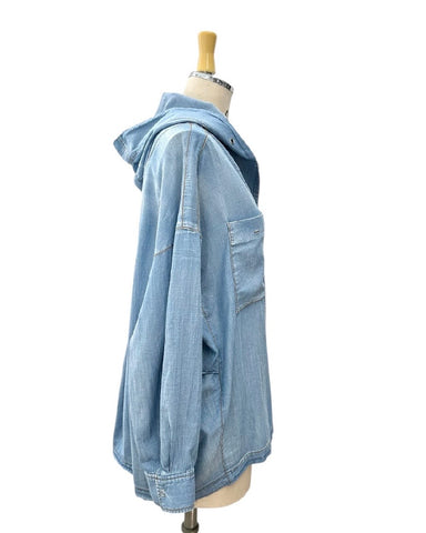 ayane予約<br> シアーデニムフーディシャツ