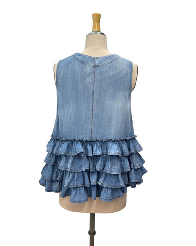 ayane予約<br> シアーデニムフリルベスト