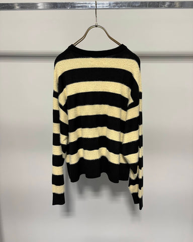 Margaux Vintage<br>異素材ボーダークルーカーディガン