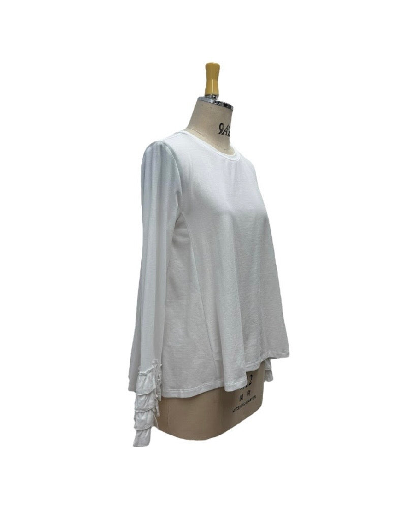 ayane予約<br> フリルカフフレアロンT