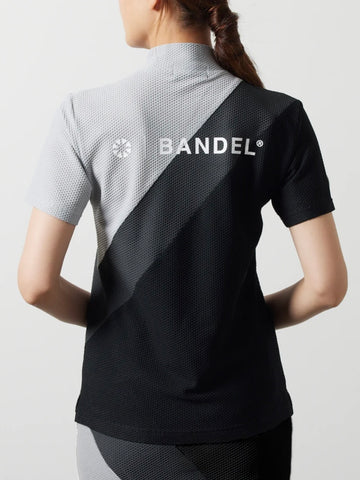 BANDEL<br>WOMENS STRIPES SWITCH S/S MOCK NECK SHIRTS