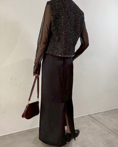 cafune<br> side piping satin skirt