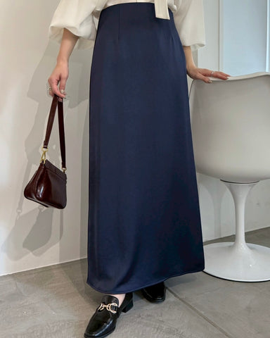 cafune<br> side piping satin skirt