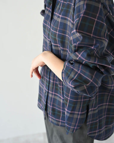 Herencia<br> Tartan Back Ribbon Shirt Blouse