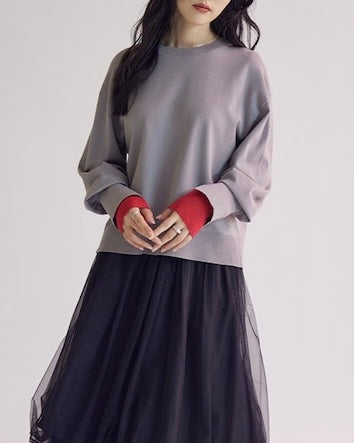 11月16日ライブ SUGAR ROSE<br>袖口カラー配色ニットTOPS