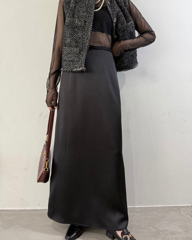 cafune<br> side piping satin skirt