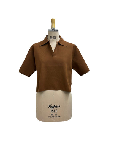 ayane予約<br>スキッパー半袖ニット