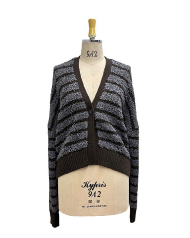 ayane予約<br> リボンヤーンボーダーニットカーディガン