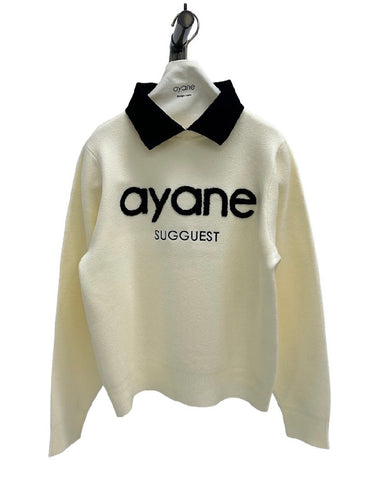 ayane予約<br>ステンカラーロゴニット