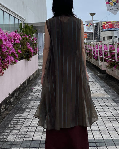4月3日ライブ Margaux Vintage<br>シアーストライプノースリーブPO