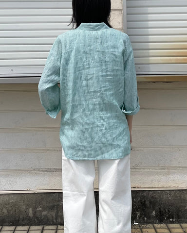 インスタライブ BLUE F RONCE <br> ストライプリネンシャツ