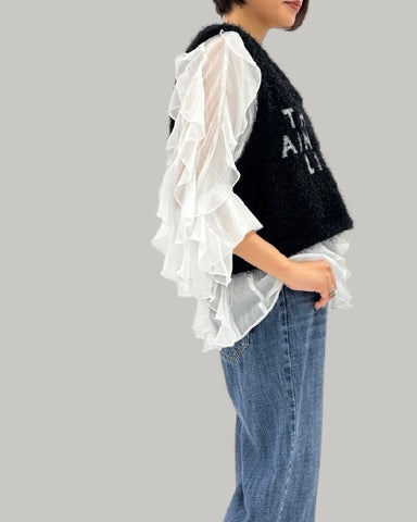 ayane<br>楊柳シフォンフリルブラウス ayane