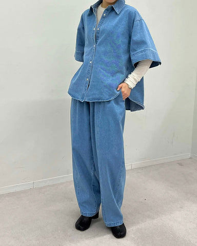 3月6日ライブ HERENCIA<br> Denim Short Sleeve Blouse