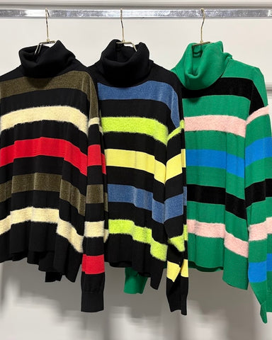 Margaux Vintage<br>異素材ボーダータートルニット