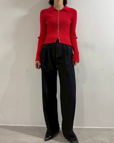 cafune<br> tuck baggy denim pants