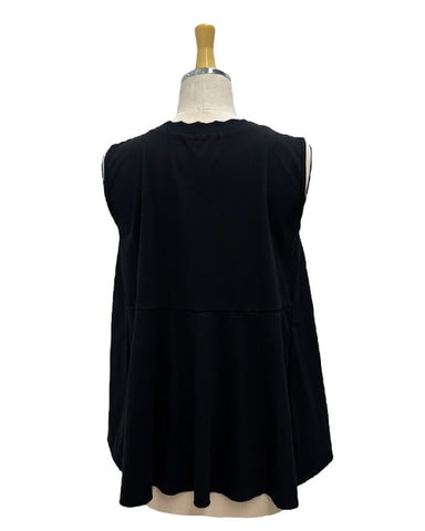 ayane予約<br> 襟ぐりニットフレアタンクトップ