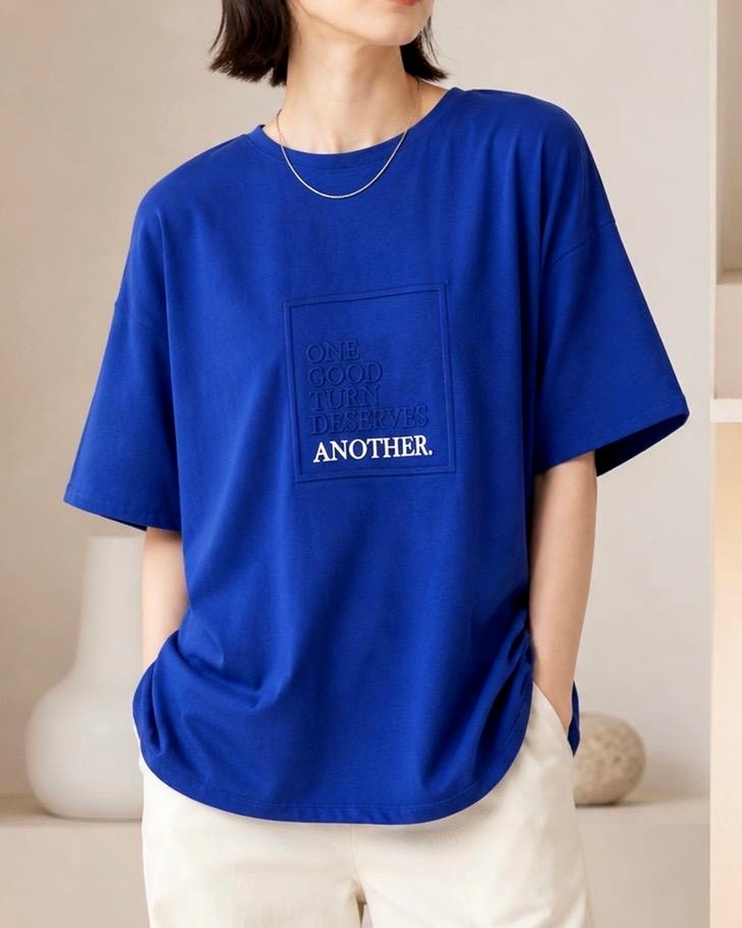 Praia<br>シルケット綿・立体ロゴTシャツ