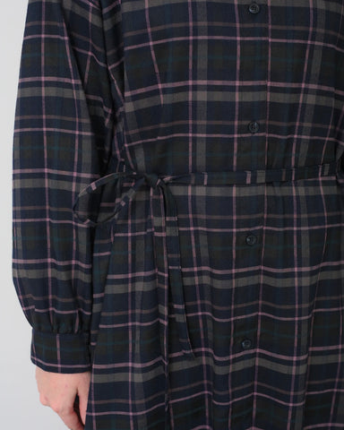 Herencia<br> Tartan Back Ribbon Shirt Dress