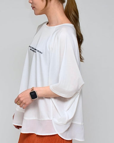4月3日ライブ Praia<br>シルケット綿・シフォンヘムTシャツ