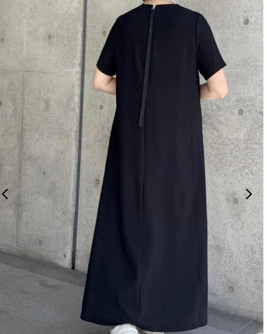 anana<br> 速乾シンプルAライン半袖マキシワンピース