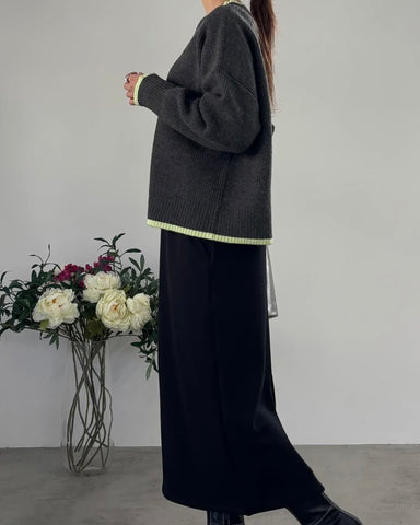 mink chair<br> バイカラーライン畦編みニット