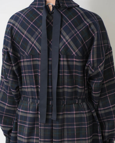 Herencia<br> Tartan Back Ribbon Shirt Dress